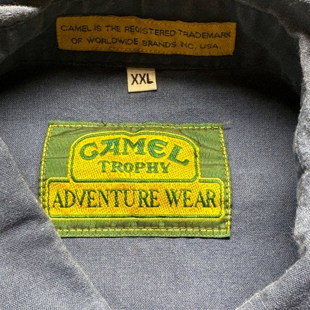 Camel Trophy Adventure Wear Shirt Mens XXL Blue Short Sleeve Utility Cotton Top - Picture 4 of 11
